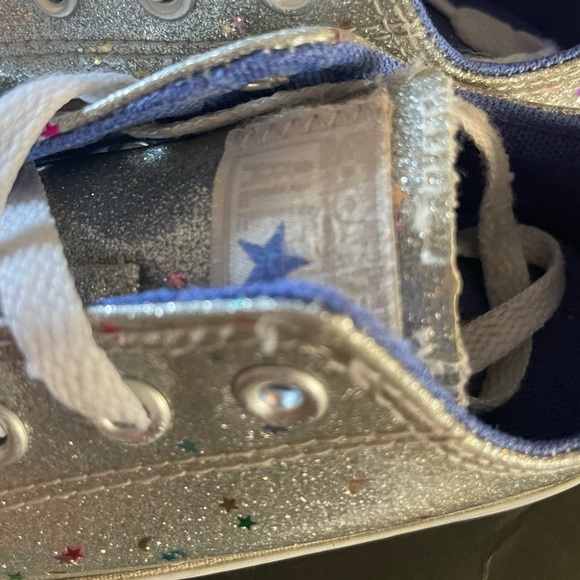 Girls Converse Sneakers with Shimmer Colored Stars EUC US 12 - Picture 13 of 15